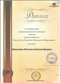 Диплом за организацию сверхпрограммного конкурса Умница, организованного Институтом Развития Школьного Образования. (июнь 2015)